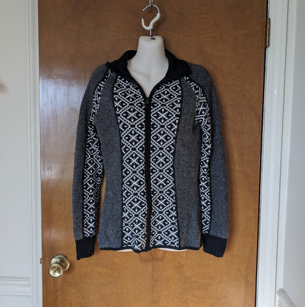 Smartwool Black White Merino Wool Blend Sweater Cardigan